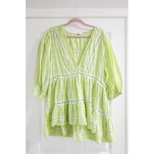 Free People Baby Doll Blouse Shirt Top Size Large